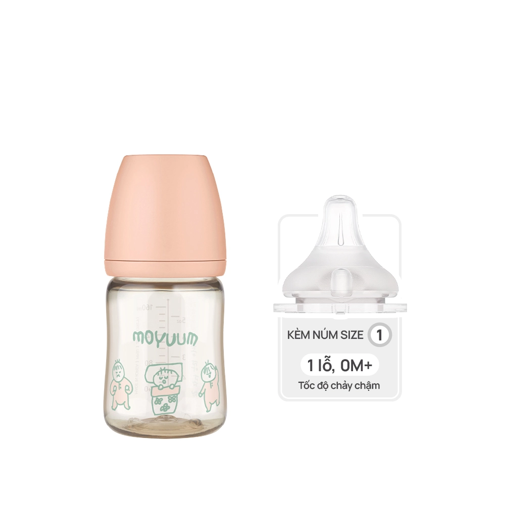Bình Sữa PPSU Cổ Rộng Moyuum Ogu Hồng