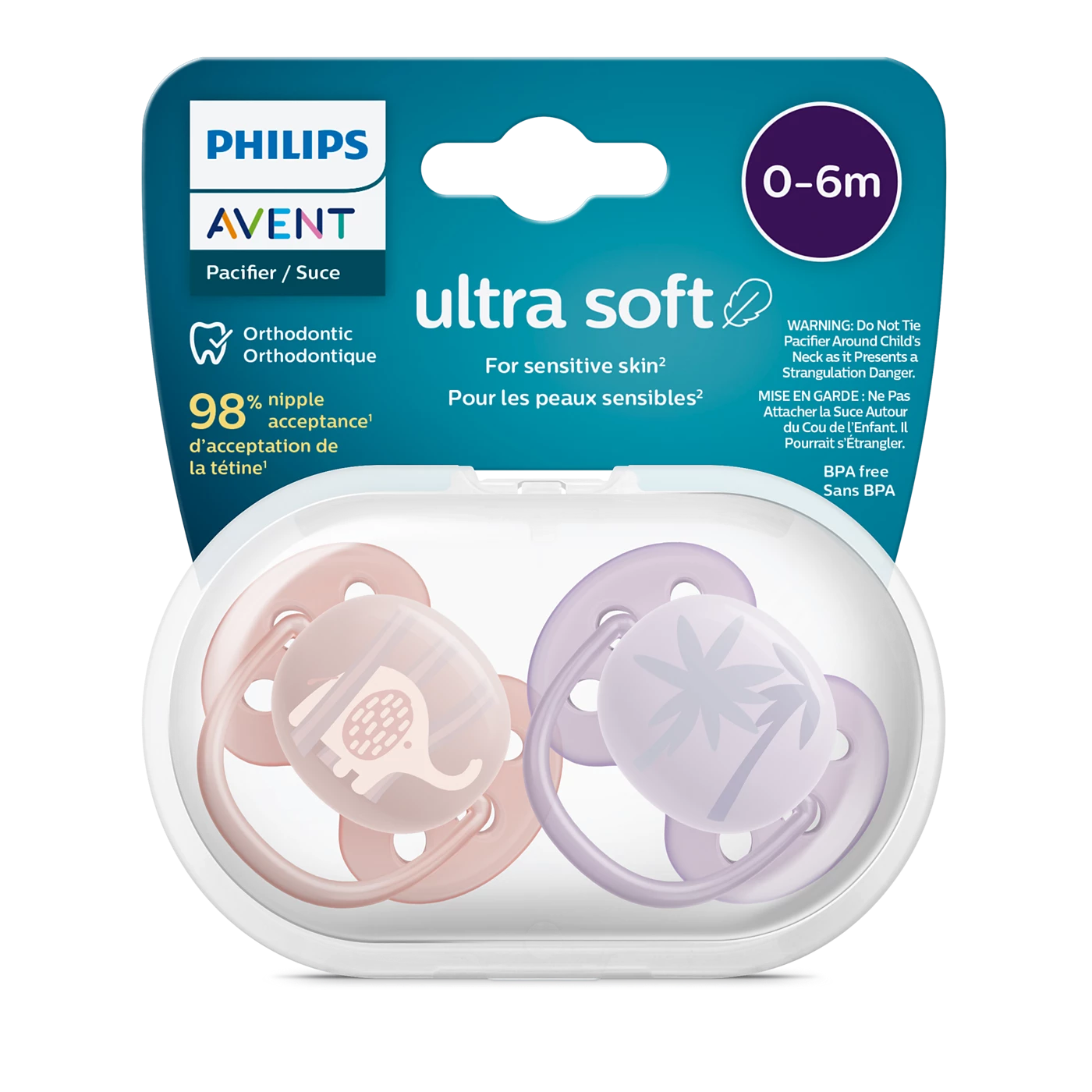 Set 2 Ti Giả Philips Avent Thông Khí Ultra Soft (0-6M)