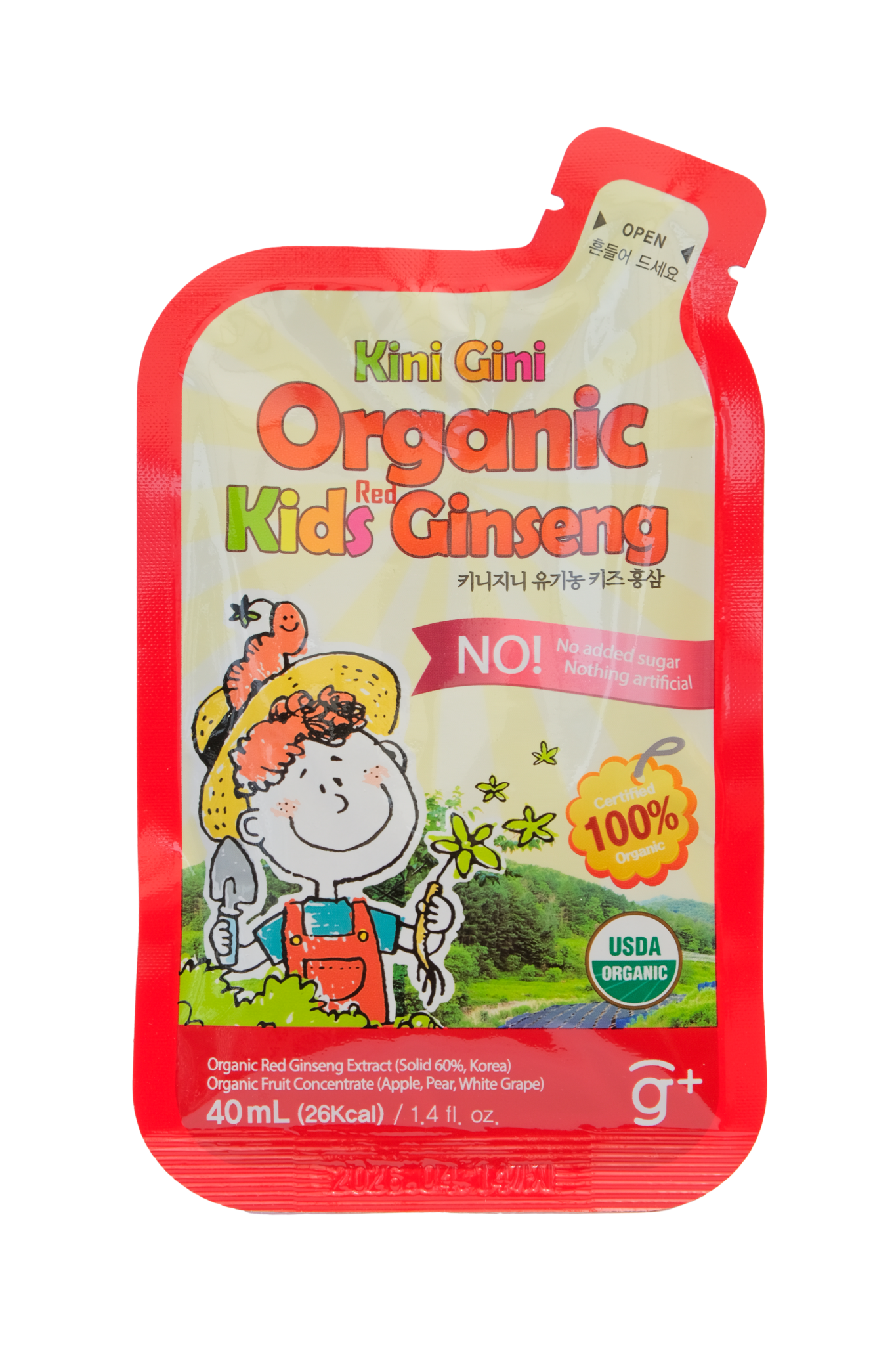 NƯỚC HỒNG SÂM HỮU CƠ TRẺ EM KINI GINI KIDS KJH (10 GÓI)