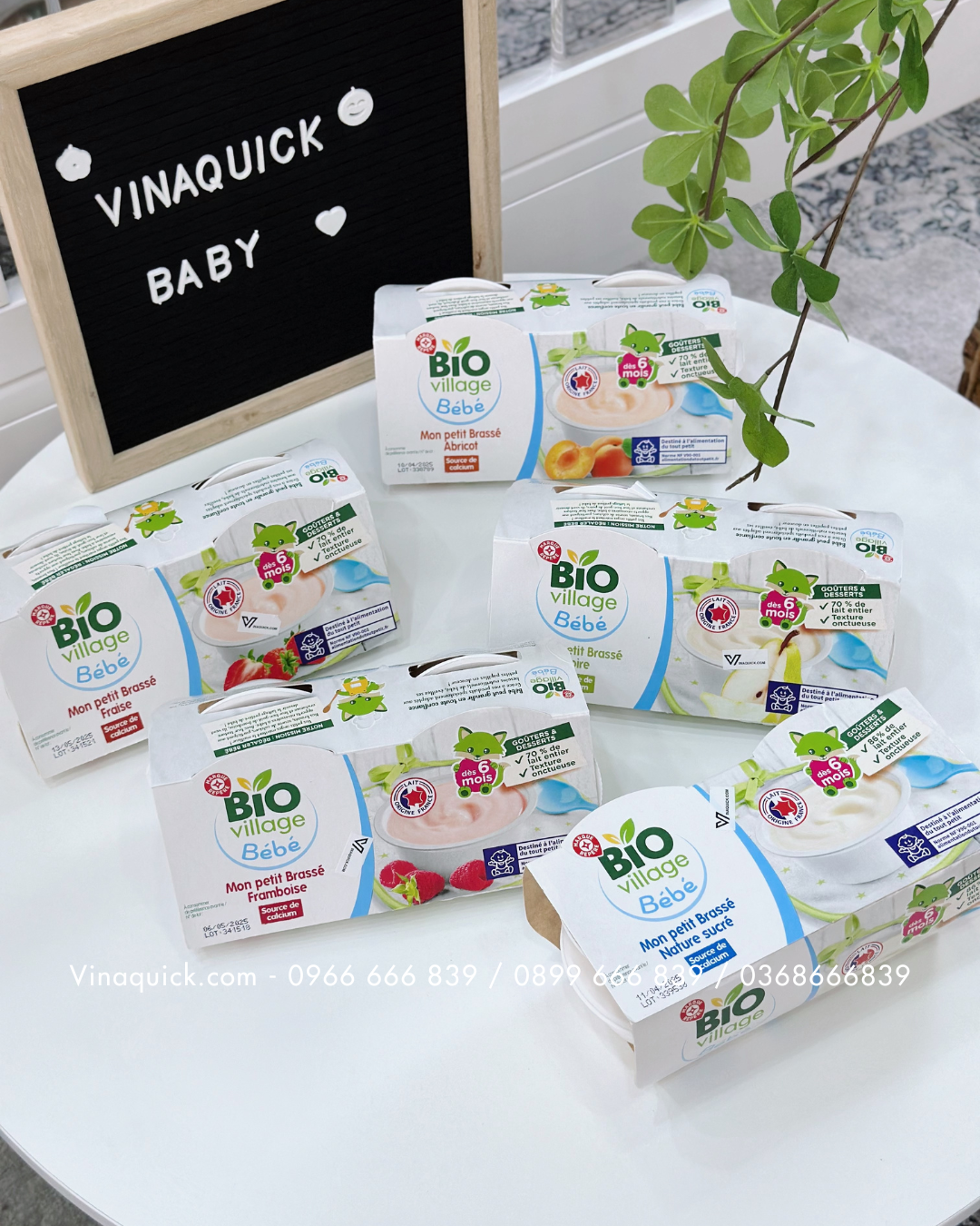 Sữa chua hữu cơ Bio Village Bébé của Pháp cho bé từ 6M vị Mâm Xôi