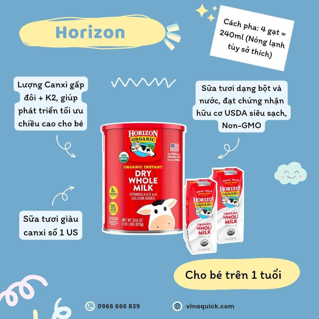 (HỘP) SỮA TƯƠI HORIZON ORGANIC WHOLE MILK 236ML
