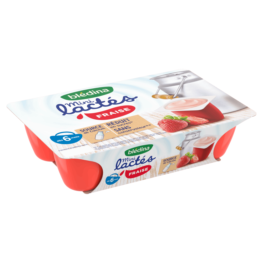Sữa chua Bledina Mini Lactes vị Dâu 6M+ (55g x 6)