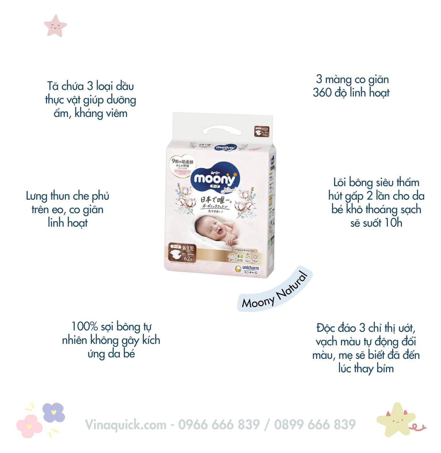 Tã/Bỉm Quần/Dán Moony Natural Nội Địa Nhật