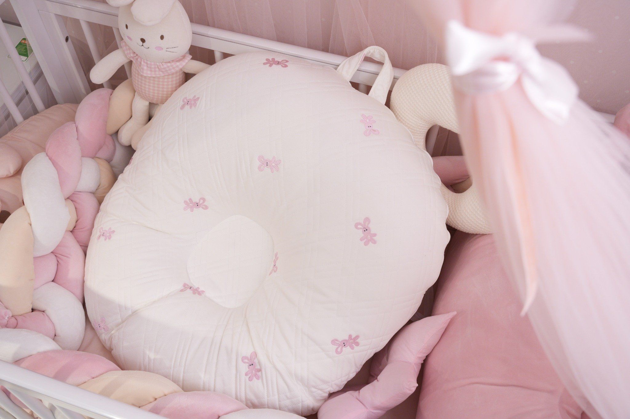 GỐI CHỐNG TRÀO NGƯỢC ROTOTO BEBE VẢI DURARON - THỎ HỒNG