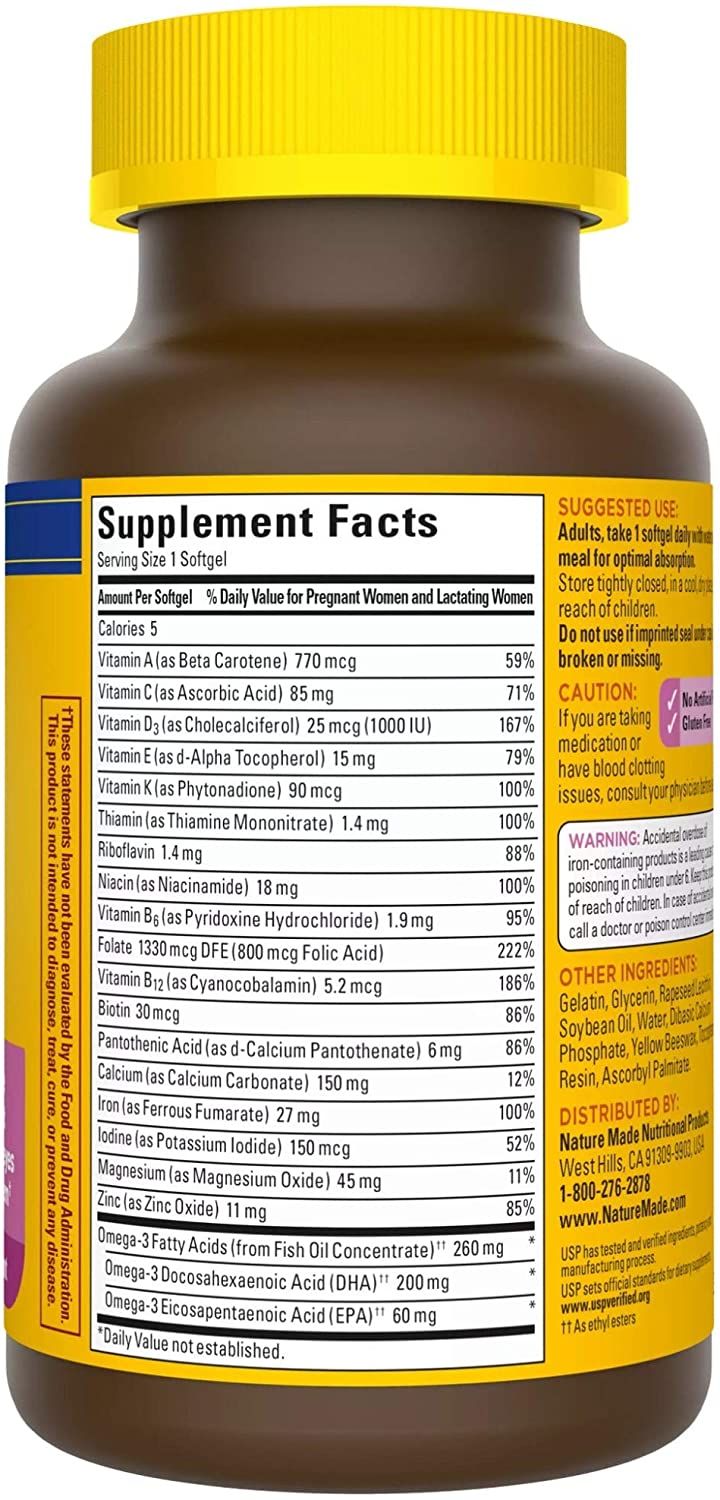 Vitamin Tổng Hợp Cho Mẹ Bầu Nature Made Prenatal Folic Acid + DHA 110 Viên