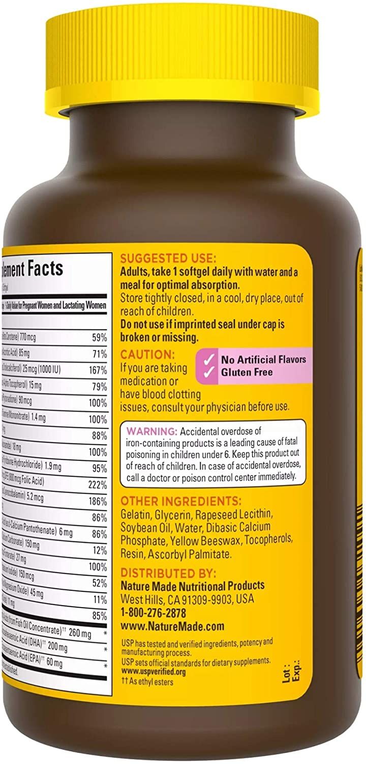 Vitamin Tổng Hợp Cho Mẹ Bầu Nature Made Prenatal Folic Acid + DHA 110 Viên