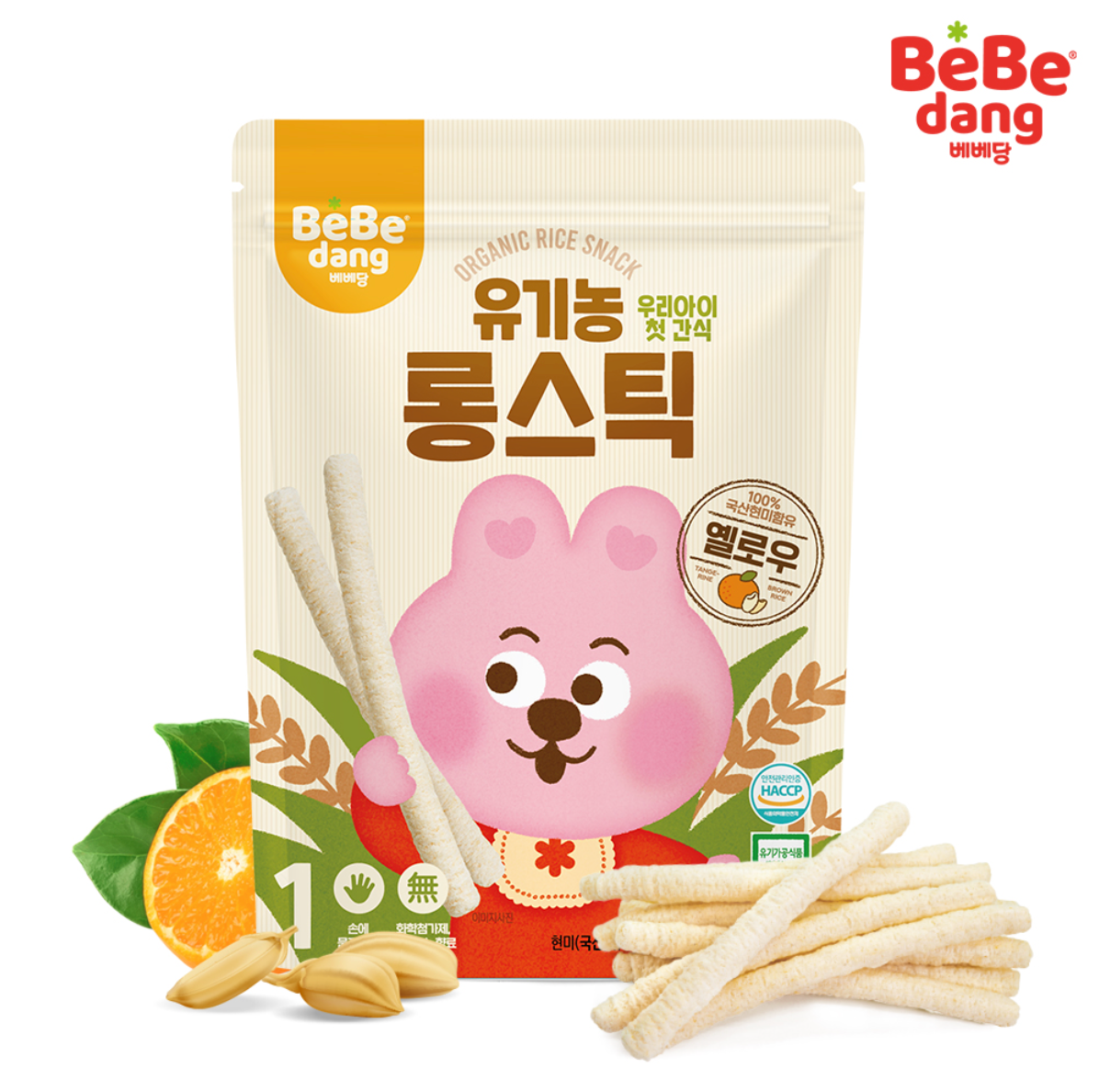 Bánh gạo lứt hữu cơ que dài Bebedang Mầm Gạo Quýt