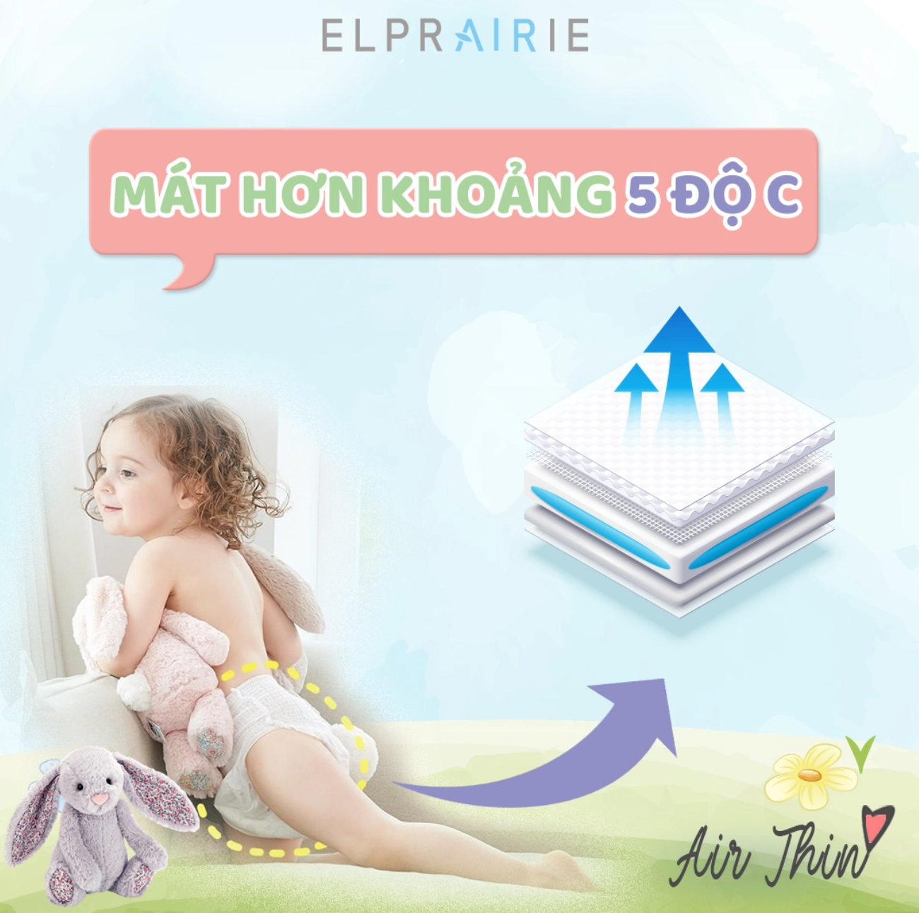 Tã/Bỉm Quần Elprairie Air Thin Nội Địa Hàn