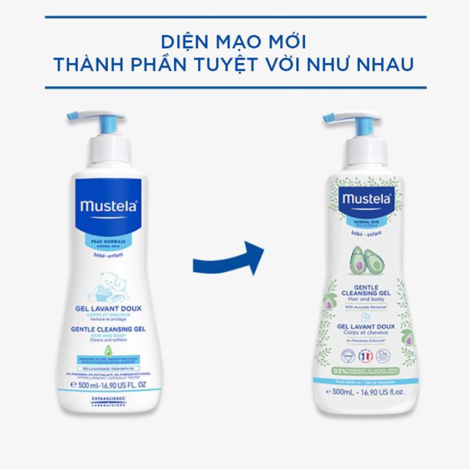 Sữa Tắm Gội Da Thường Mustela Gentle Cleansing Gel 500ml