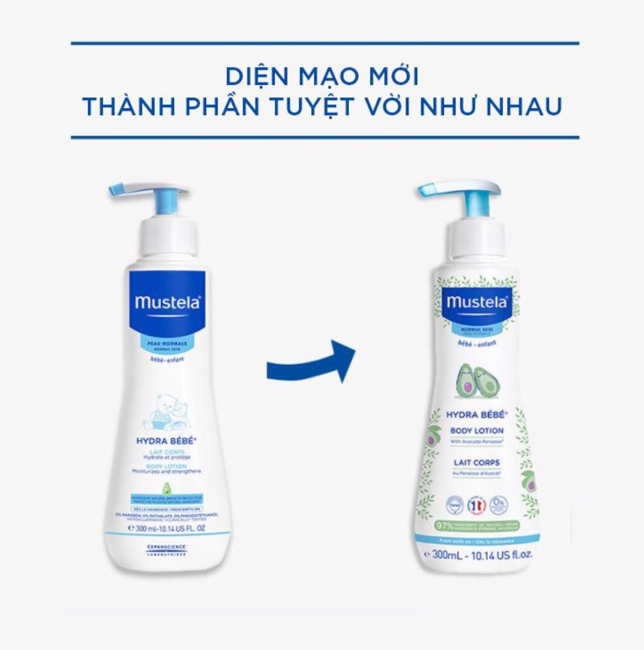  Lotion Dưỡng Thể Da Thường Mustela Hydra Bebe Body Lotion 300ml 