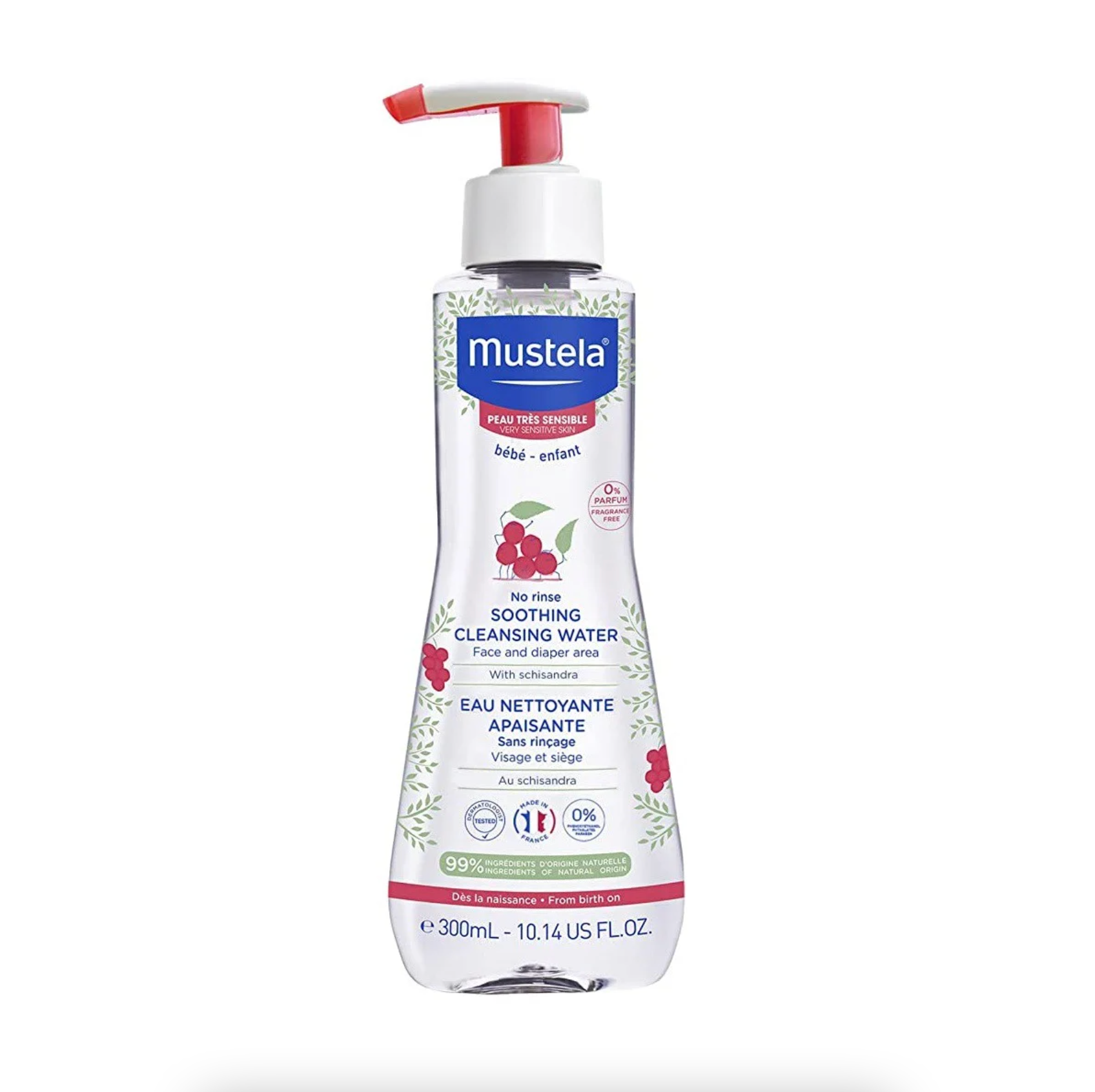 Nước Làm Sạch Không Cần Rửa Lại Cho Da Rất Nhạy Cảm Mustela No Rinse Soothing Cleansing Water 300ml