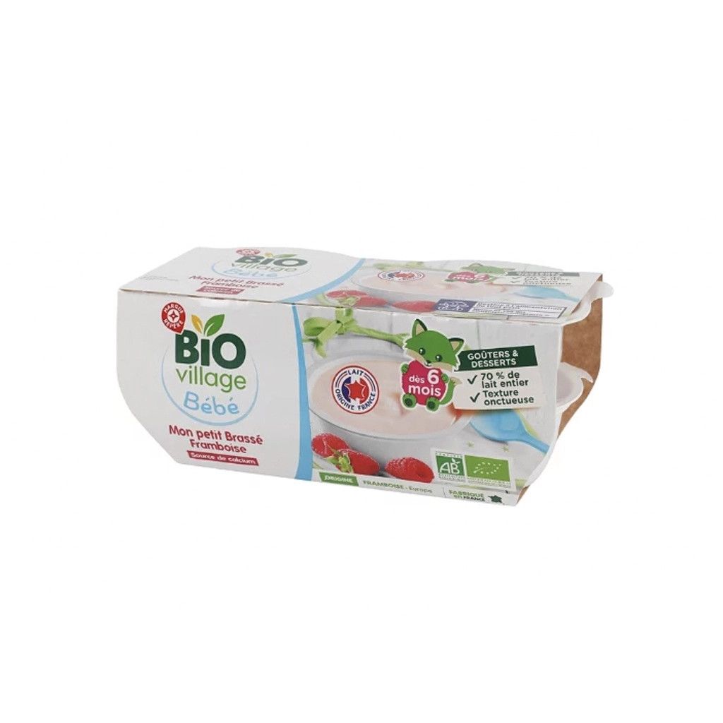Sữa chua hữu cơ Bio Village Bébé của Pháp cho bé từ 6M vị Mâm Xôi