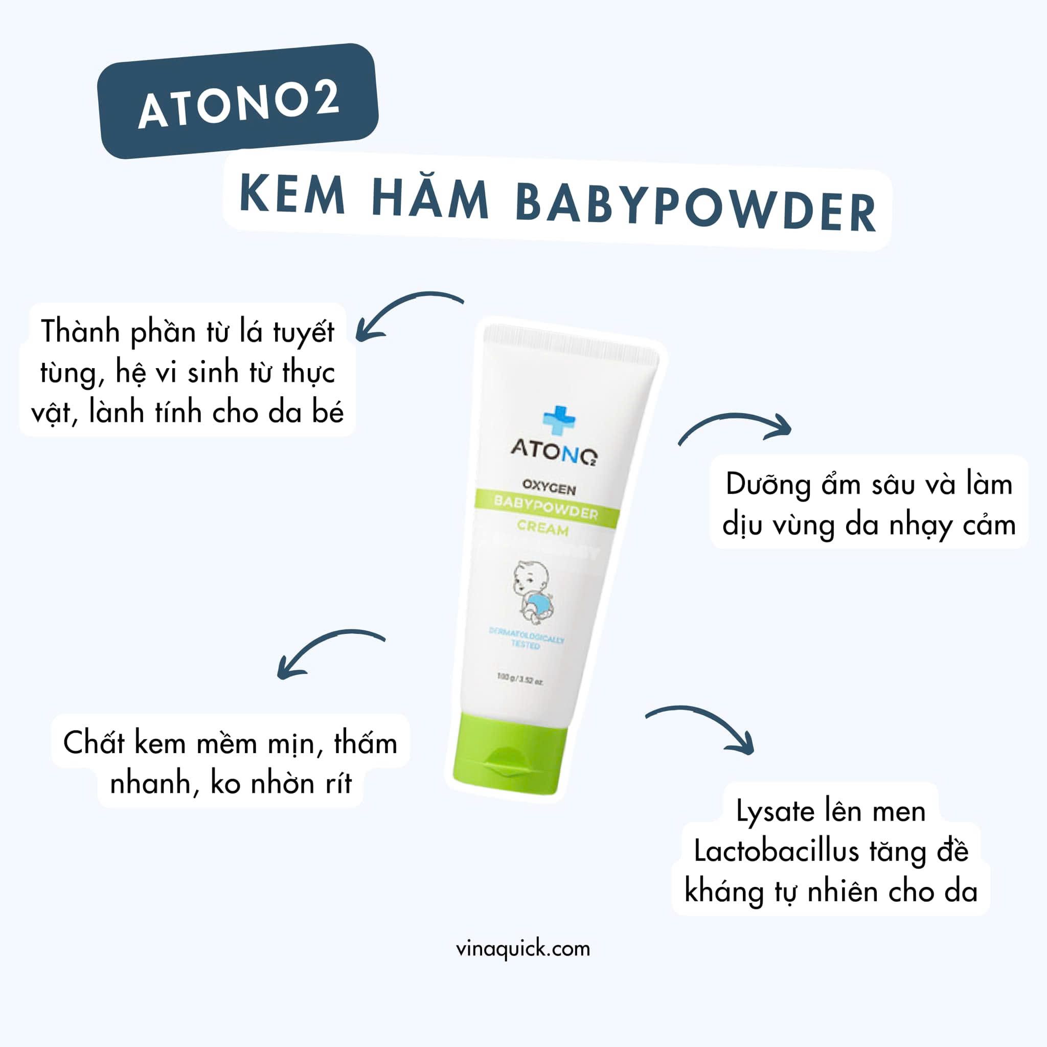 Kem Hăm Atono2 Oxygen Baby Powder Cream Cho Bé 100g (0+)