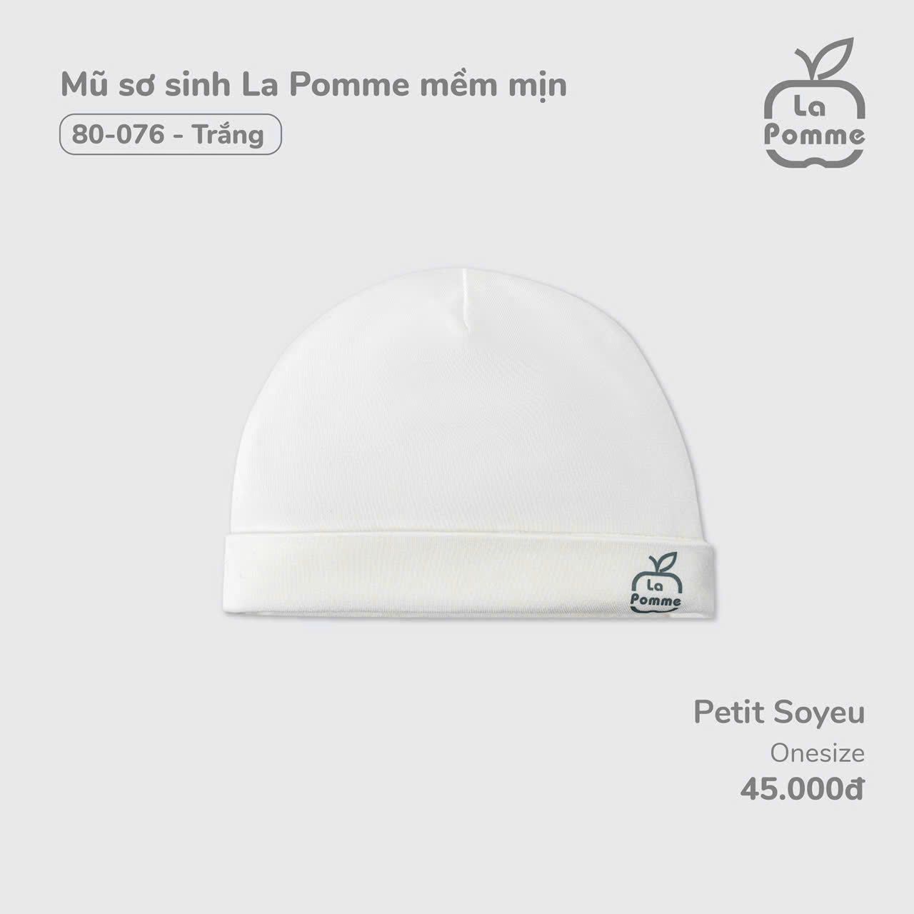 Mũ sơ sinh La Pomme mềm mịn
