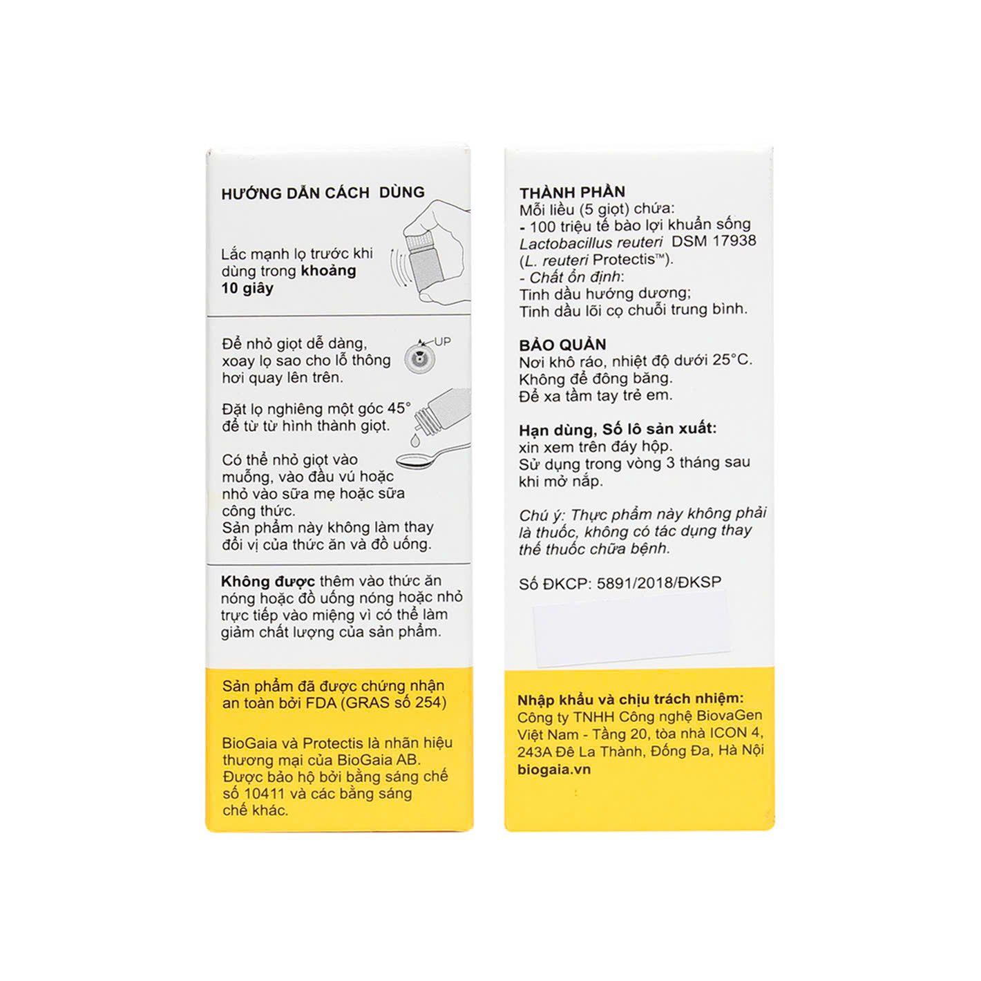 Men vi sinh BioGaia Protectis Probiotics Drops 5ml (Chai Thủy Tinh)