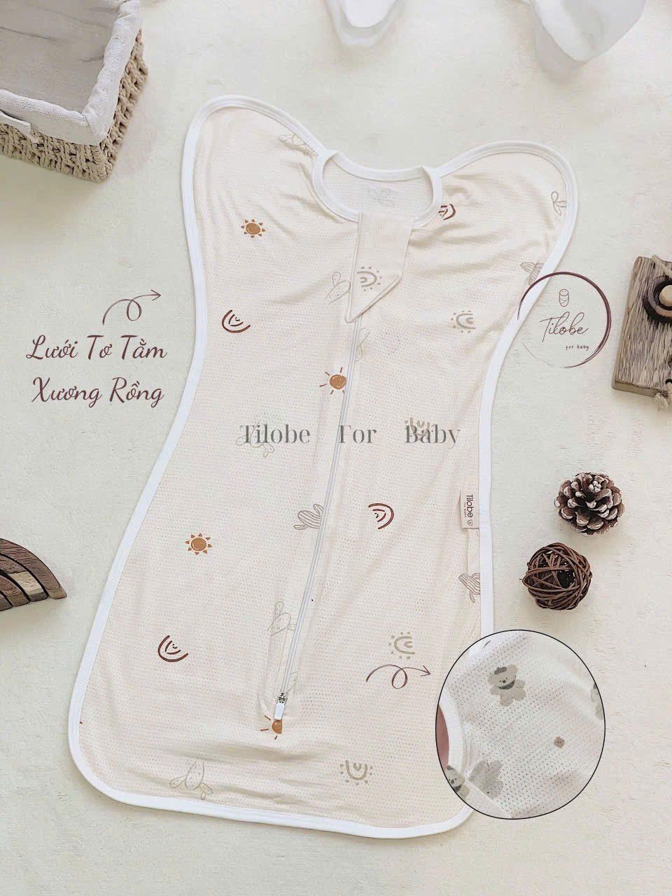 Nhộng Chũn Thông Hơi Cotton Tilobe Siêu Mỏng Mềm Mịn Cho Bé