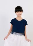  Áo croptop dập lưới xanh navy bé gái - AG033 