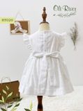  Váy Smock trắng phối thêu hoa hồng tay bèo oli river HT020 - ODZ258 