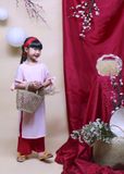  Bộ áo dài bé gái hạnh phúc hồng - GAD003 