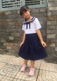  Đầm học sinh cổ hải quân váy xếp li chất liệu cotton Nhật cao cấp mềm mịn, thoáng mát - GDP039 