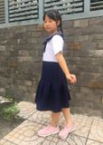  Đầm học sinh cổ hải quân váy xếp li chất liệu cotton Nhật cao cấp mềm mịn, thoáng mát - GDP039 