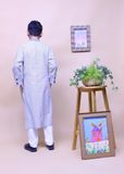  Áo dài bé trai linen họa tiết 1 - TAD010 