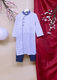  Áo dài bé trai linen phối sọc xanh - TAD007 