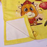  Áo dài bé trai hoạt hình chibi  vàng - TAD018 