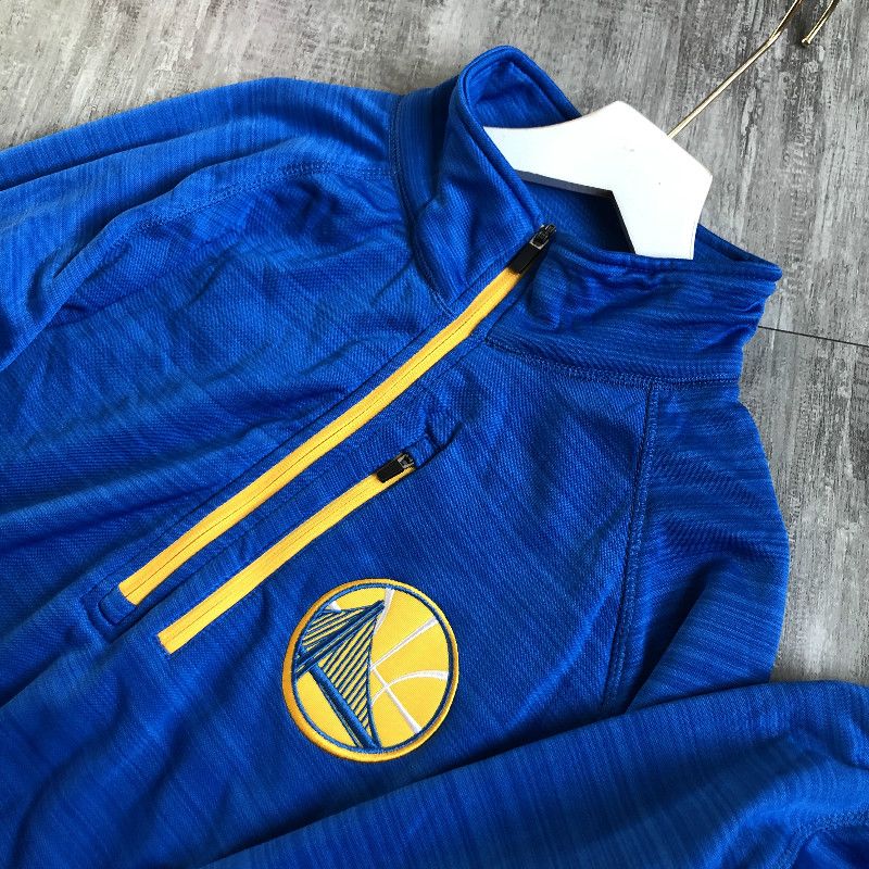 Golden State Warriors Blue Embroidered Quarter-Zip Jackets By G-III Sports by Carl Banks