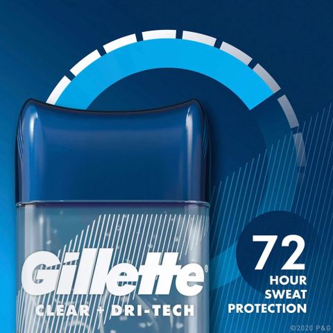 LĂN KHỬ MÙI NAM GILLETTE CLEAR + DRI TECH COOL WAVE 72 HOURS NGĂN MÙI VÀ KHÔ THOÁNG LÂU 108G