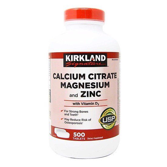 THỰC PHẨM BỔ SUNG KIRKLAND CALCIUM CITRATE MAGNESIUM AND ZINC 500 VIÊN
