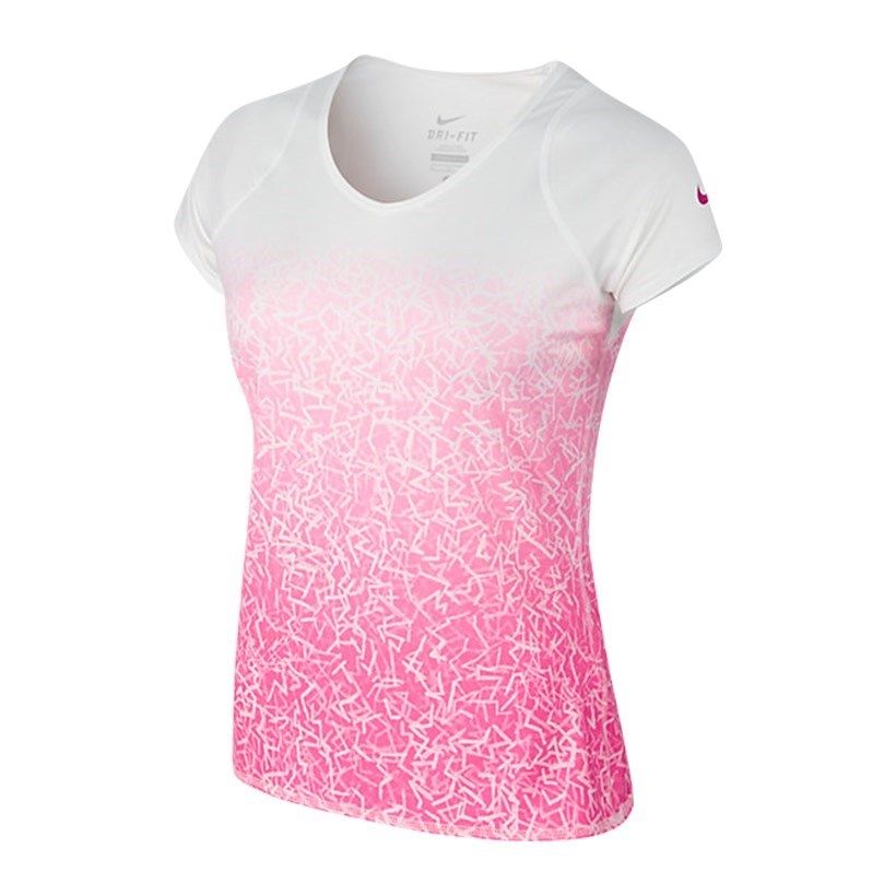 Áo thun thể thao nữ Nike Advantage Printed Short-Sleeve Top 646199-667 (Trắng hồng)