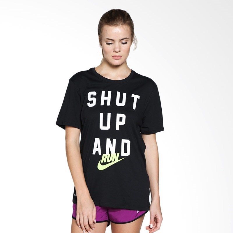 Áo thun thể thao nữ Nike AS RUN P SHUT UP TEE 715626-010 (Đen)