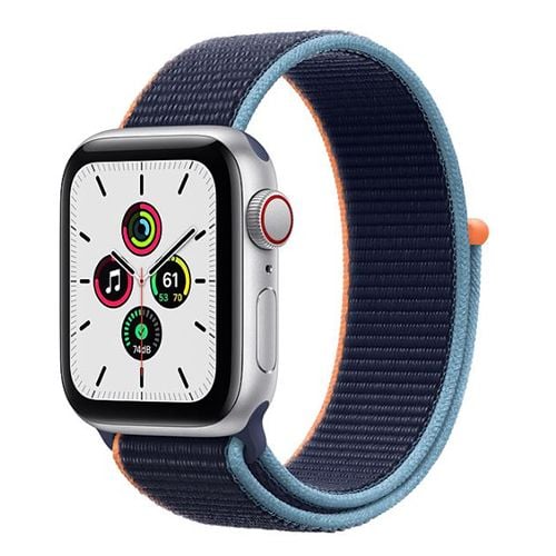 Apple Watch SE GPS Cellular 44mm MYEW2VN/A Silver Aluminium Case with  Deep Navy Sport Loop