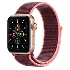 Apple Watch SE GPS + Cellular 40mm MYEJ2VN/A Gold Aluminium Case with Plum Sport Loop