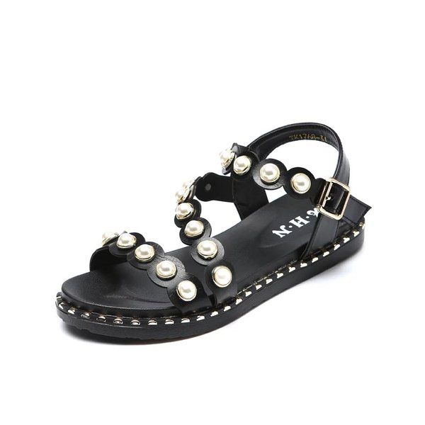 sandal bé gái ngọc trai hai màu