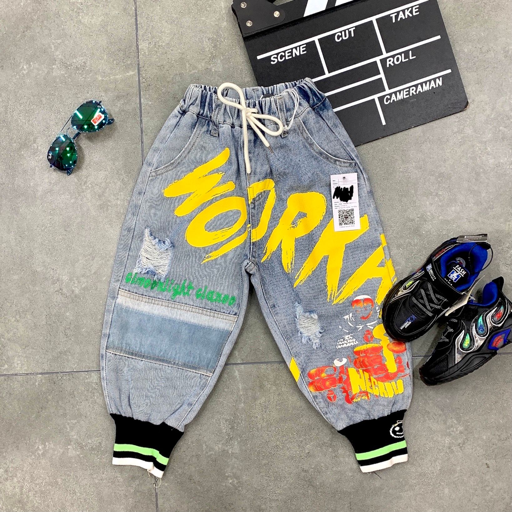 Quần dài Jogger bò trẻ em ống bo WO RKA 18106