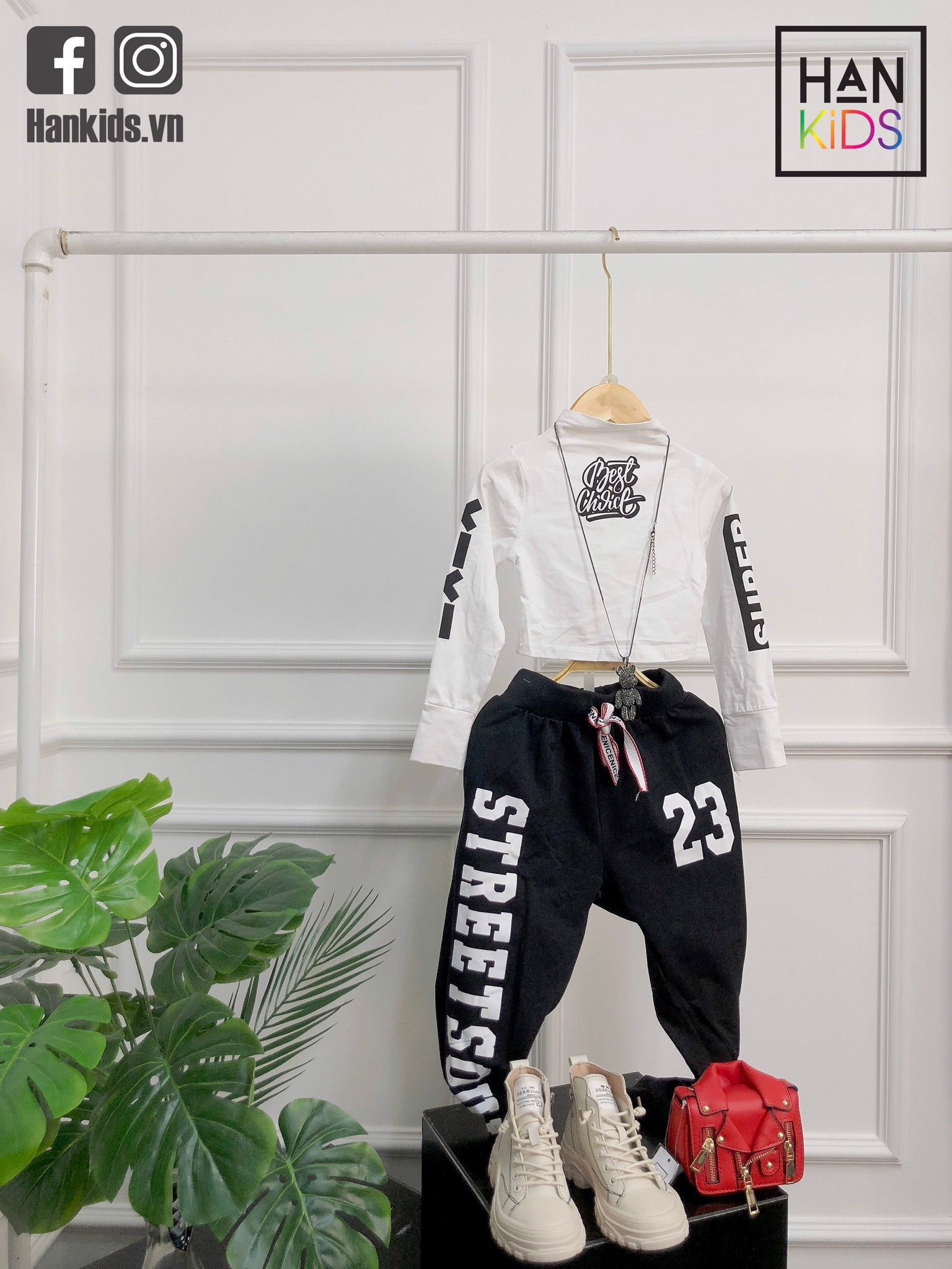 SET áo croptop phối quần joger số 23