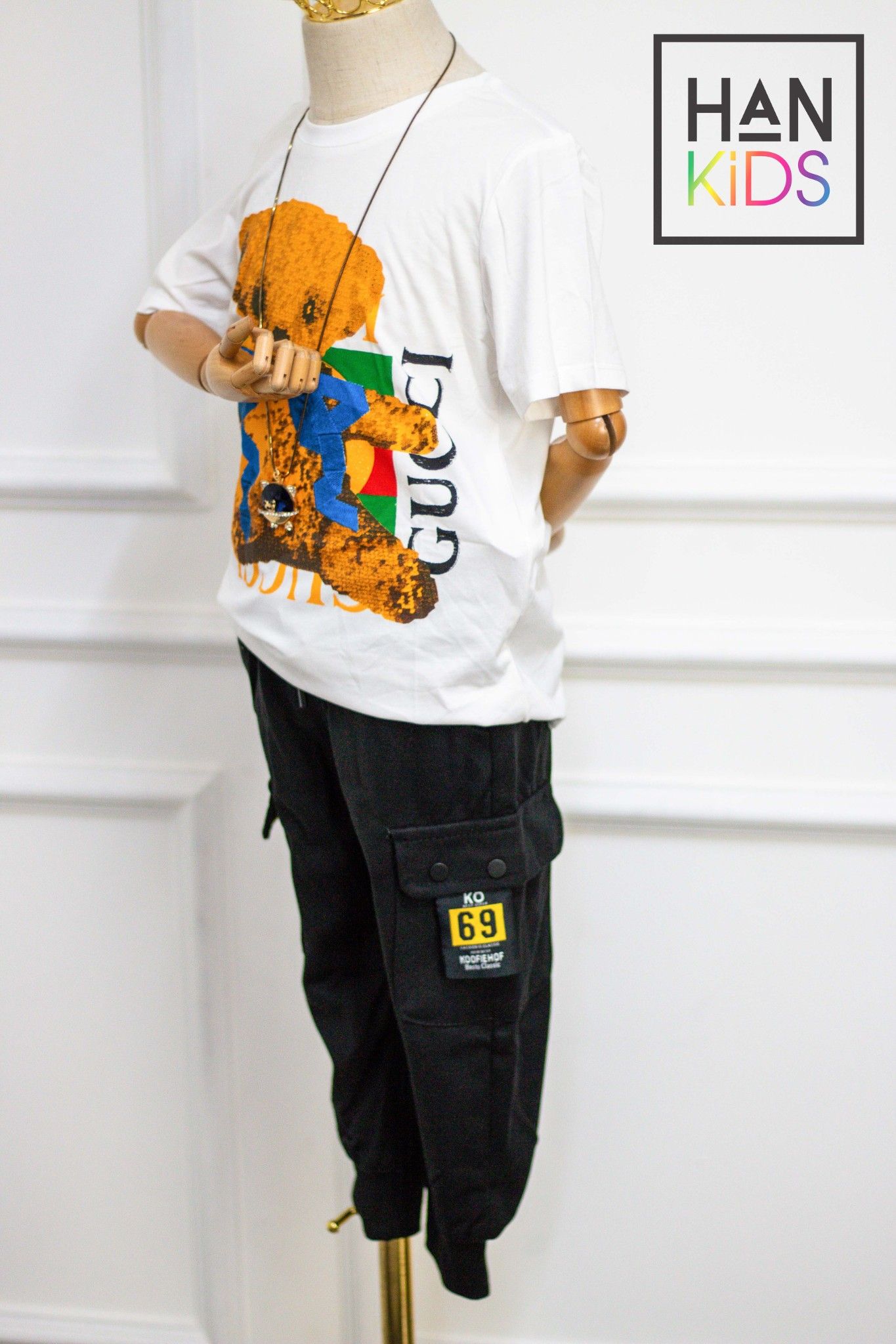 Áo bé trai cotton gucci gấu