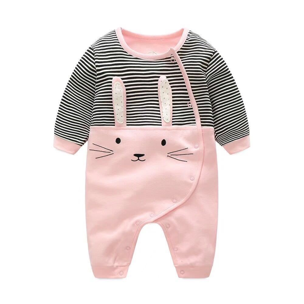 Set liền 3-18M thỏ hồng áo sọc đen ngang