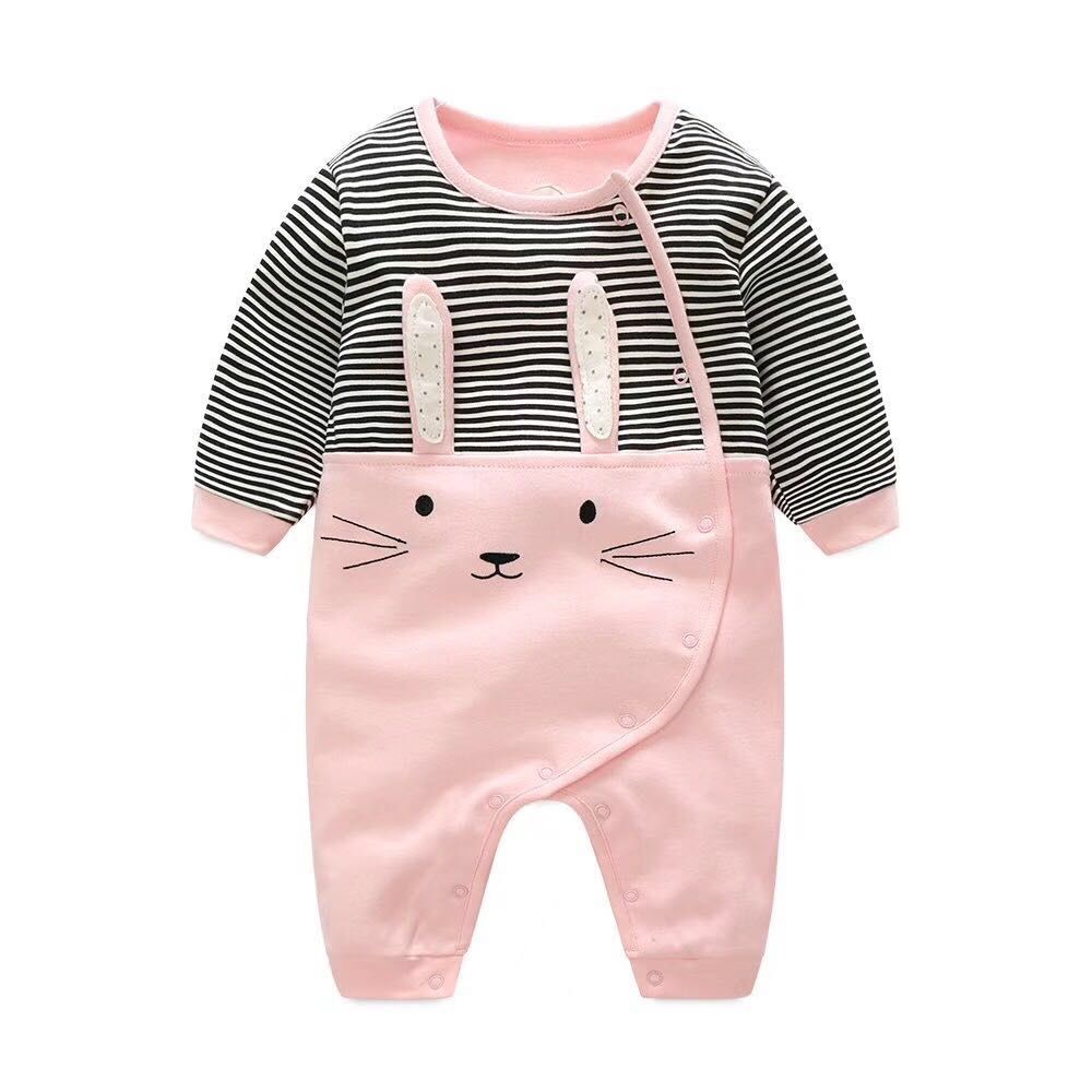 Set liền 3-18M thỏ hồng áo sọc đen ngang