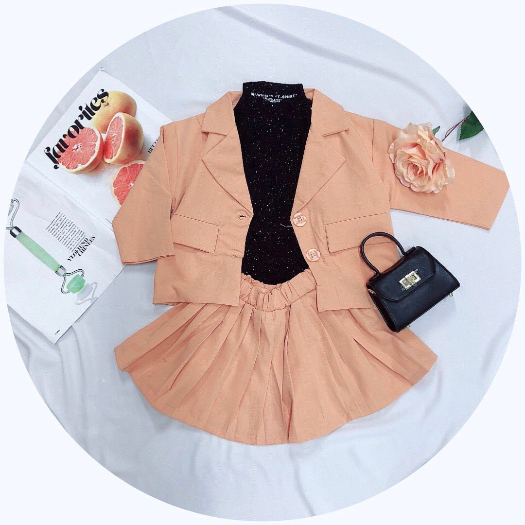 Set vest váy bé gái hai màu