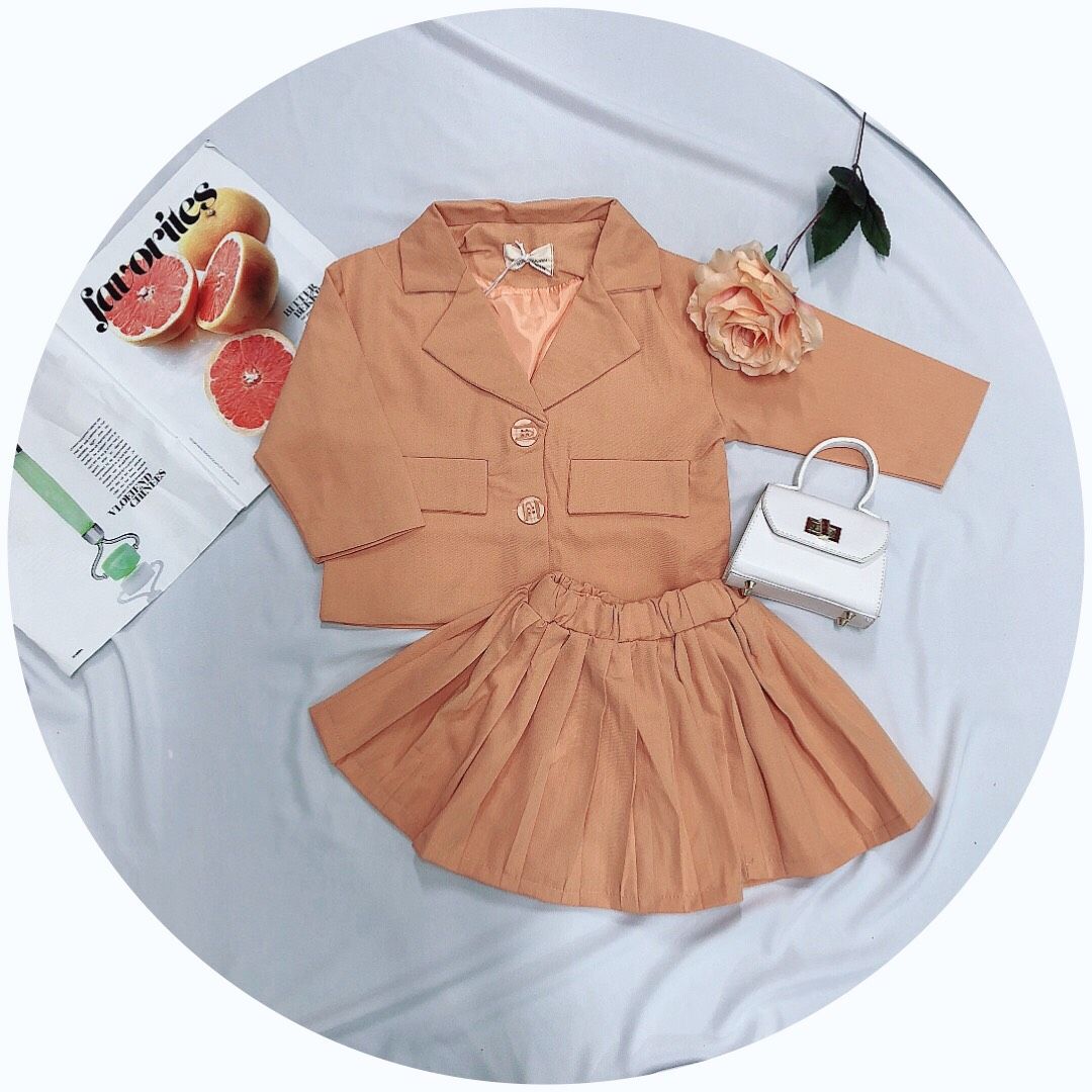 Set vest váy bé gái hai màu