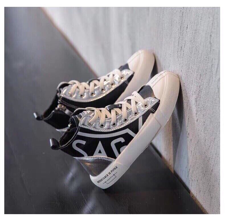 Giày sneaker cổ cao phối da SAG