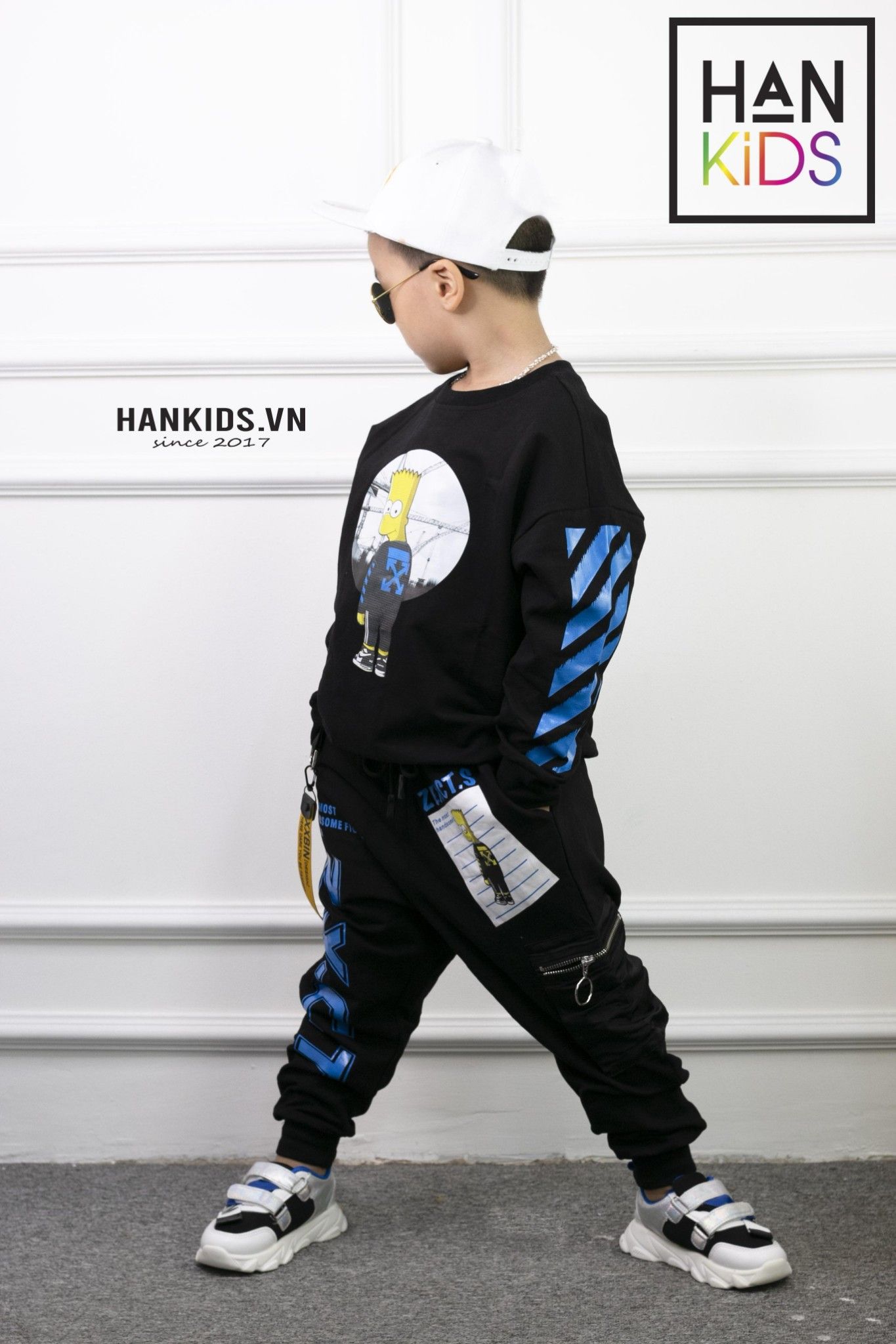 Quần bé trai jogger 1 túi đắp xanh ZEXICT