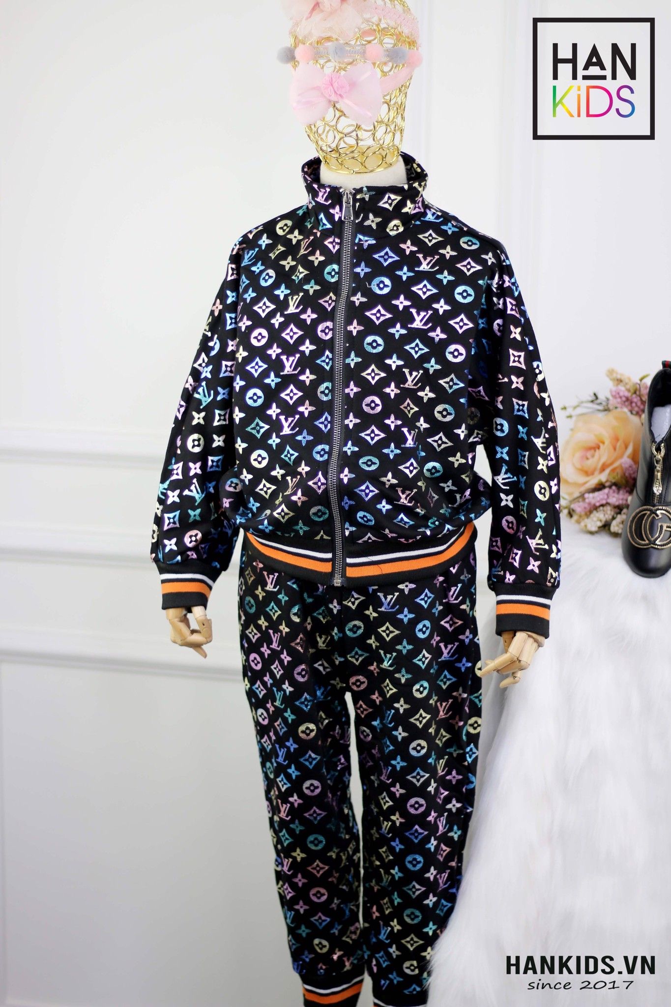 Set LV vải nhũ xanh