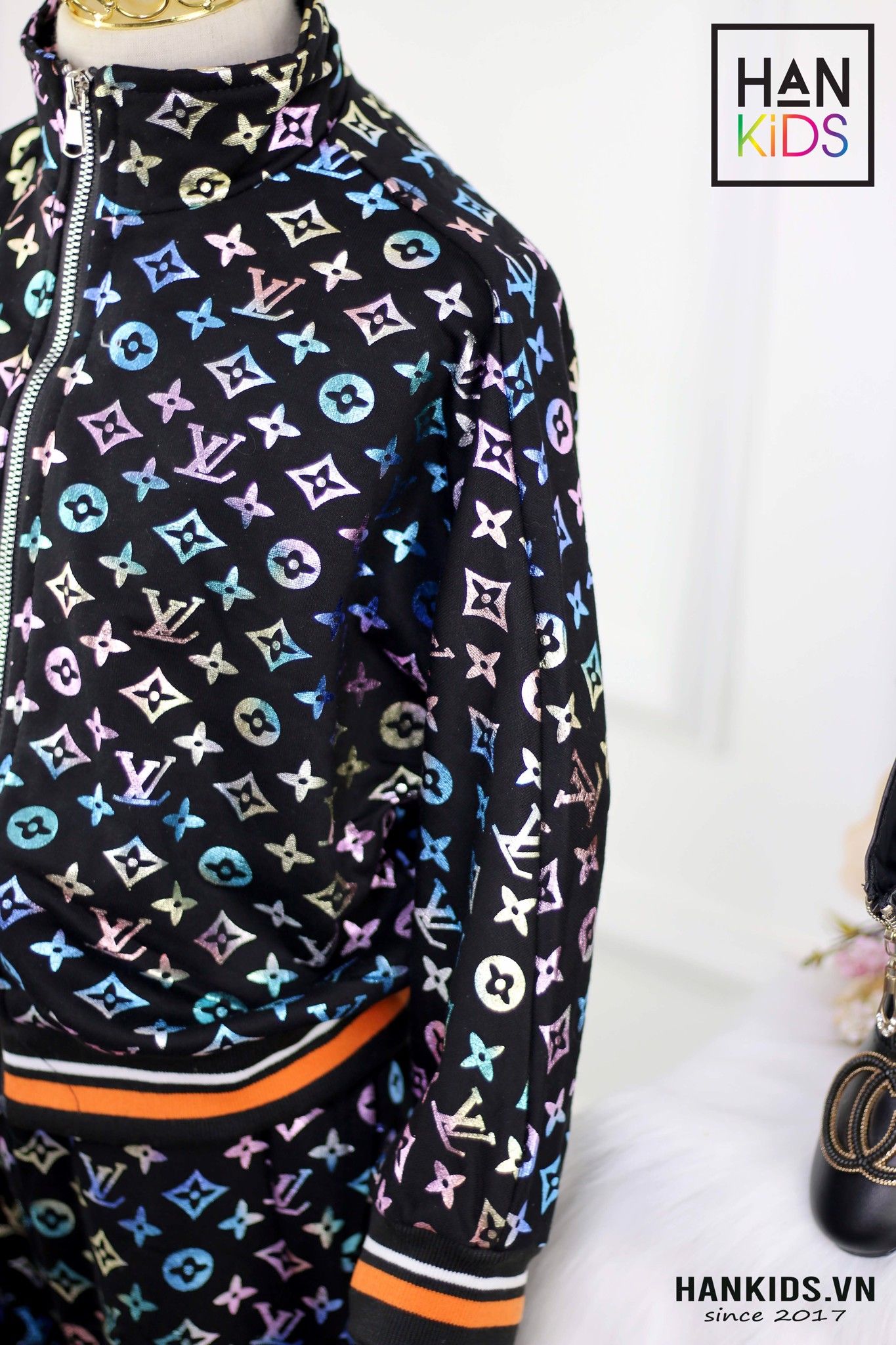 Set LV vải nhũ xanh