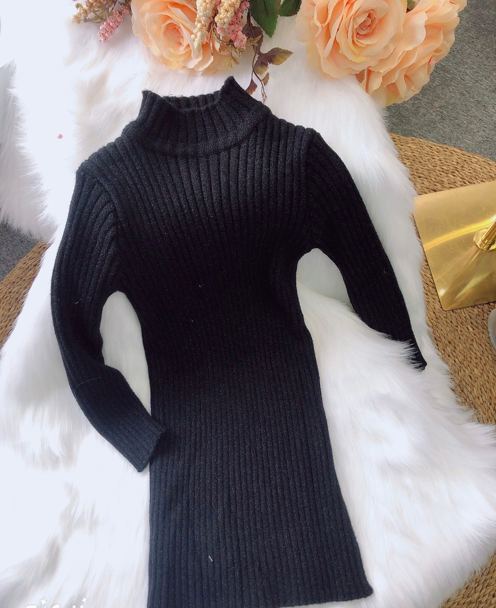 Váy len cao cổ Body