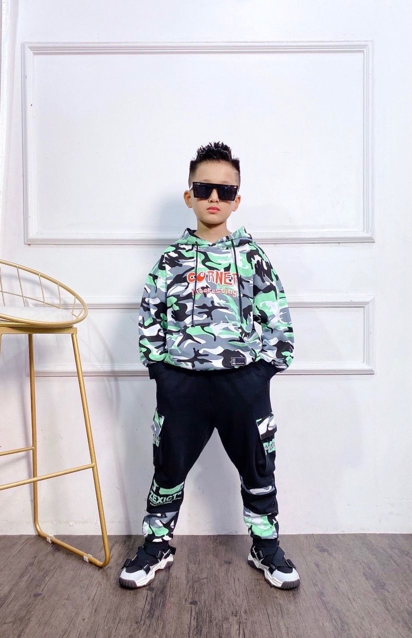 ÁO bé trai hoddie họa tiết rèn ri