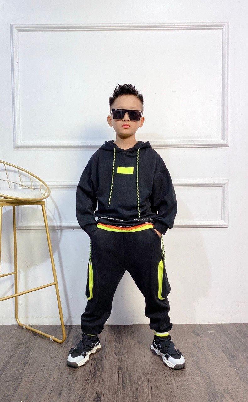 Quần bé trai jogger túi nổi ống bo chun màu